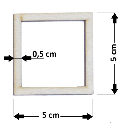 Obruč Macrame 5 cm Štvorcová, 10 ks, hrúbka 3 mm