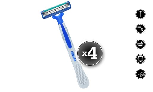 GILLETTE BLUE 3 JEDNODUCHÉ 3 ČEPELE 4 KUSY JEDNORÁZOVÉ holiace strojčeky