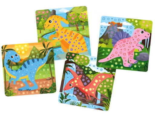 Penová MOZAIKA Scrapbook NÁLEPKY Dinosaury 4 obrázky Clever Head