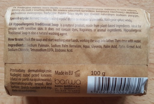 ŠEDÉ mydlo Grey Traditional Polish Eco 100g