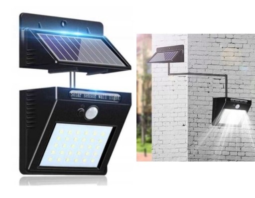 LED SOLARNÁ LAMPA S POHYBOVÝM SNÍMAČOM ZÁHRADNÁ NÁSTENNÁ LAMPA 3W KÁBL