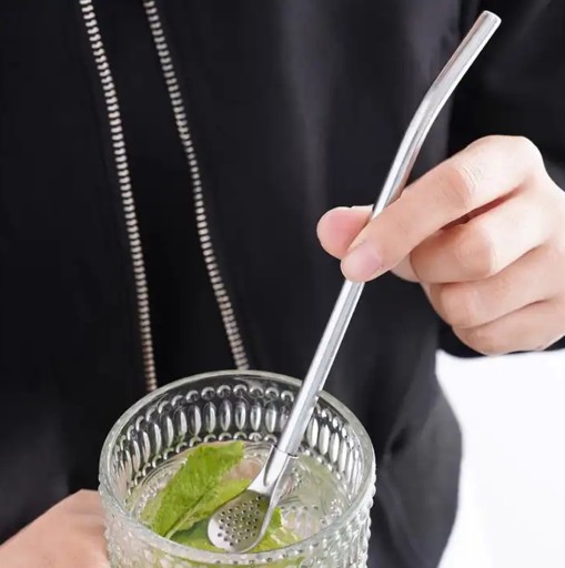 YERBA MATE BOMBILLA S ODNÍMATEĽNÝM FILTROM 180MM STRIEBORNÁ OCEL DA139