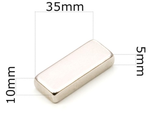 SILNÝ NEODYMOVÝ TAŠŤOVÝ MAGNET NEODYMOVÝ MAGNET 35x10x5