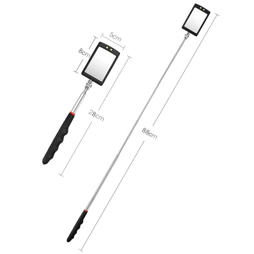 TELESKOPICKÉ KONTROLNÉ ZRKADLO NA KĹBE, OSVETLENIE 88CM LED