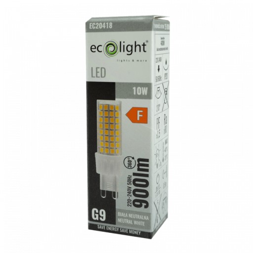 G9 LED žiarovka 10W 4000K 900lm Farba svetla Neutrálna ECOLIGHT