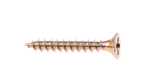 SKRUTKA DO DREVA 3,5 x 25 mm ZLATÁ POZINKOVANÁ ŽLTÁ 100 KS + KUŽELOVÝ BIT PZ2
