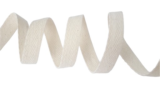 BAVLNENÁ STUHA HERRINGBONE 10mm ECRU 1mb