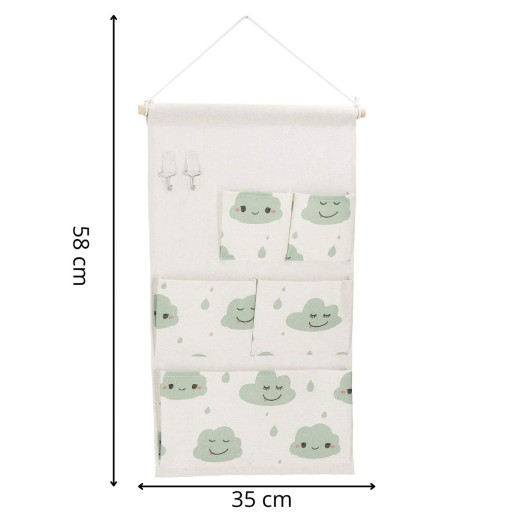 ZÁvesný ORGANIZÁTOR NA NÁSTENNÉ HRAČKY DO KÚPEĽNE 5x VRECKÁ 58x35cm