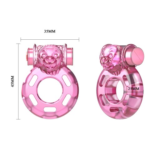 BAILE - Vibračný prsteň na penis Bear Pink