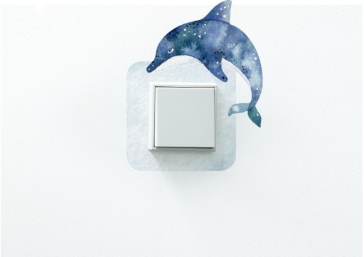 NÁLEPKA kontaktný vypínač Nálepka DOLPHIN ocean do dievčenskej detskej izby