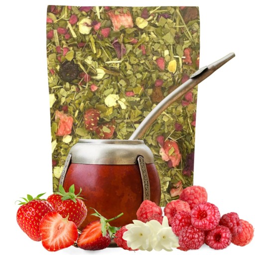 YERBA MATE JAHODOVÁ MALINA 250g s jahodou a malinou AROMATICKÁ