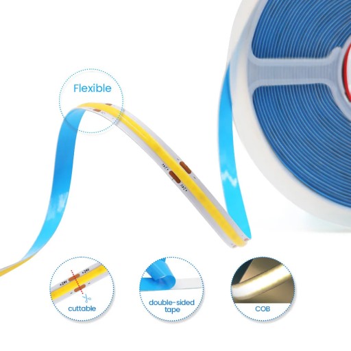 COB Prémiová lišta na nábytok 12V IP44 studená biela 320LED/m 6,7W/m 1m