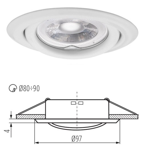 Kanlux pohyblivý LED stropný bodový krúžok Argus II 10W biely