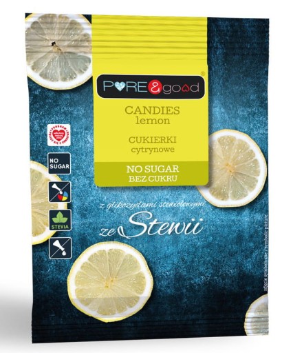 Citrónové cukríky bez cukru 50g Pure & Good
