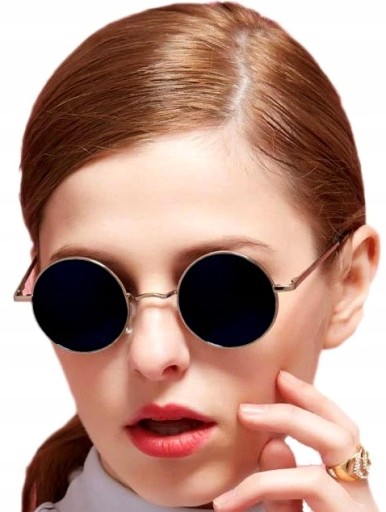 LENONKI okrúhle ČIERNE OKULIARE, letné kovové CE FRAME UV400 kovové