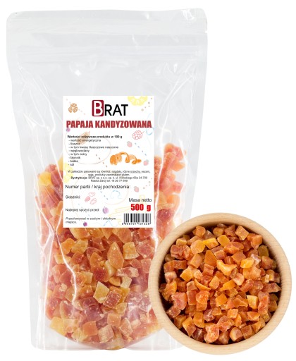Kandizovaná papája 500g kocky 100% NATURAL