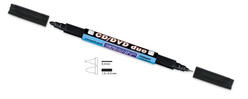CD DVD DUO MARKER, permanentný, obojstranný, ČIERNA