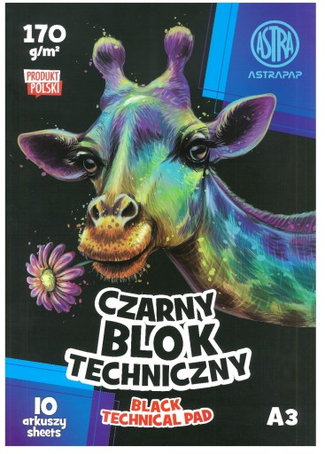 Technický blok A3 čierny, 10 kariet 170g/m2 ASTRA