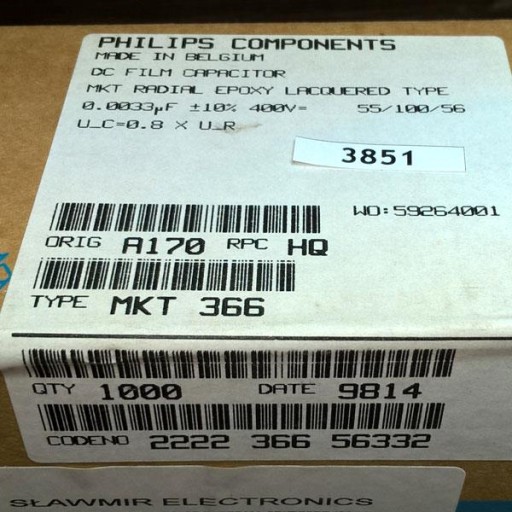 Kondenzátor MKT366 Philips 3.3nF 400V R7.5 5% x10