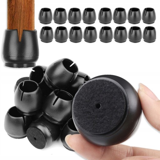 Poťahy nôh stoličky 17-21mm filc ČIERNA x16