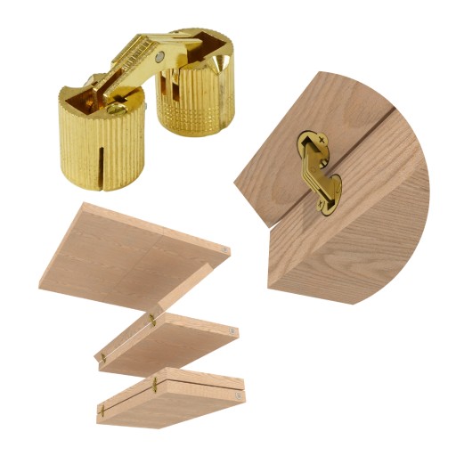 Záves cylindrický fi 16 mm, na stôl, nábytkové dvierka, mosadz