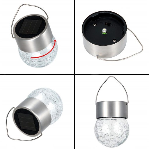 Záhradná lampa SOLAR LED LAMPIÓN Sklenená guľa