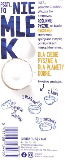 Alpro NieMlek* Ovsené vločky UHT 3,5% 1l bez mlieka HIT