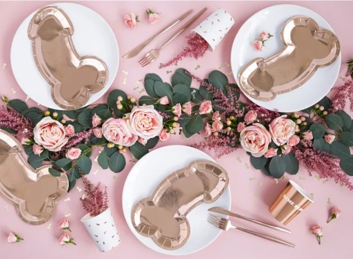 Papierové tanieriky Penis Peniski Hen Party rose gold 6 kusov