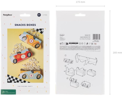 POPCORN SWEET SNACK BOXY SADA PRETEKOVÝCH KOLIES AUTOMOBIL 3