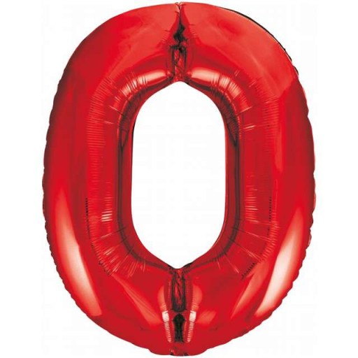 Fóliový BALÓN ČÍSLO číslo 0 NARODENINY červené 100