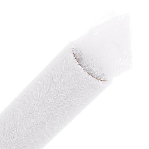 Ozdobný tyl na rolke na svadobnú výzdobu, svadobné hostie, 15cm 9m biely