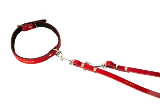 Kožený obojok s filcom psík 20-27cm/10mm Červený