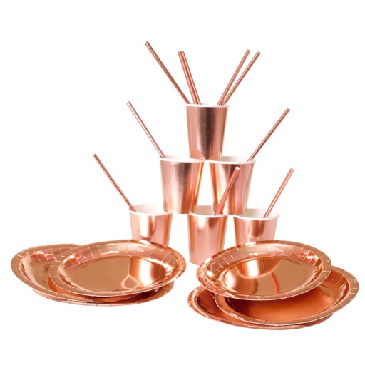 ROSE GOLD ružové zlaté poháre a taniere pre sliepky