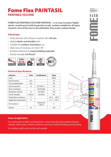 Akryl s výhodami silikónu PAINTASIL biely silakryl 310 ml Fome Flex