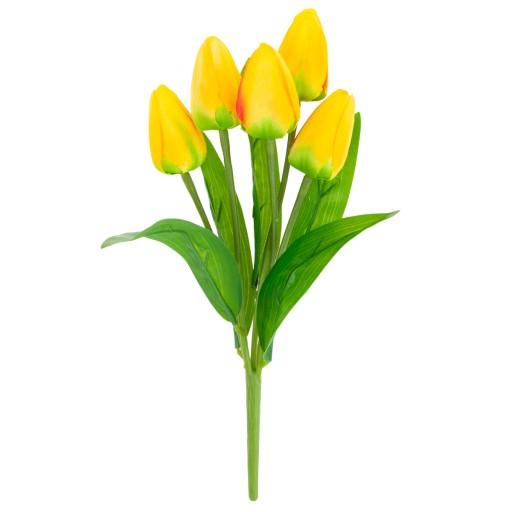 TULIPÁNOVÁ KYTICA Z PENOVÝCH TULIPANOV X5 ŽLTÉ UMELÉ TULIPANY V KYTICI