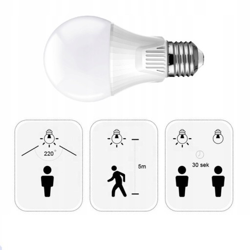 9W LED žiarovka s Twilight Motion Sensor, NEUTRAL