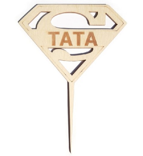 Dekoračný topper Super TATA na nalepenie do preglejky