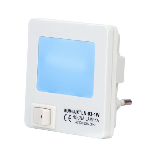 LED NOČNÁ LAMPA LN-03 PRE Štvorcovú ZÁSUVKU MODRÉ MODRÉ SVETLO
