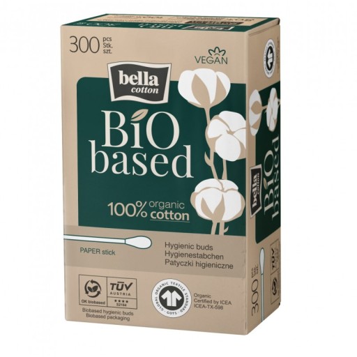 Vatové tyčinky Bella Cotton Bio Based, papierové, 300 ks