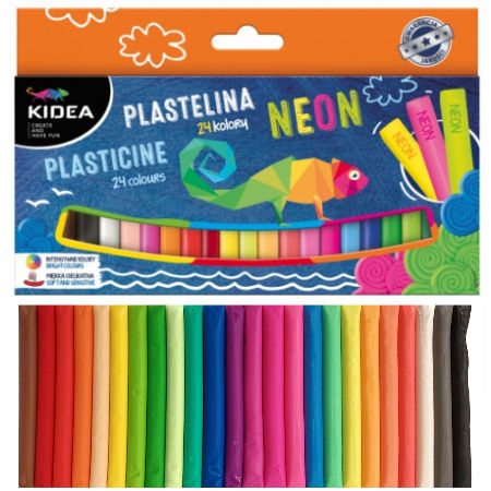 Kidea plastelína 24 neónových a klasických farieb