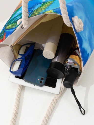 PLÁŽOVÁ TAŠKA S RÚČKOU, Zips, SHOPPER, PLÁŽOVÁ TAŠKA, PIKNIKOVÝ MIX