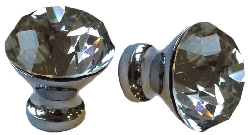 Krištáľový gombík, bezfarebná nábytková úchytka 30 mm