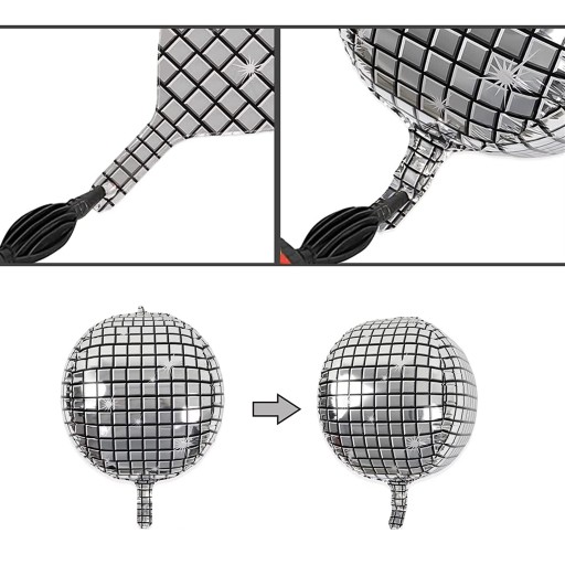 FÓLIOVÝ BALÓN DISCO GUĽA VEĽKÁ 40 CM METALICKÝ STRIEBORNÝ PROM 24h