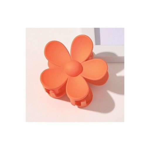 VEĽKÁ OZDOBNÁ SPONKA / ČIAPKA DO VLASOV - KVET - ORANŽOVÁ FARBA - 7 x 7,5