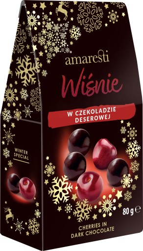 ČEREŠNE OVOCIE V DEZERTNEJ ČOKOLÁDE AMARESTI ZIMNÉ 80G