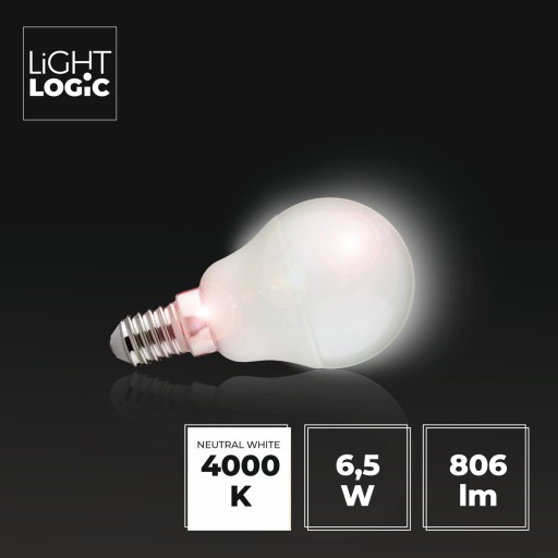 LED guľová žiarovka LL G45 6,5W E14 NW biela 806lm LIGHTLOGIC