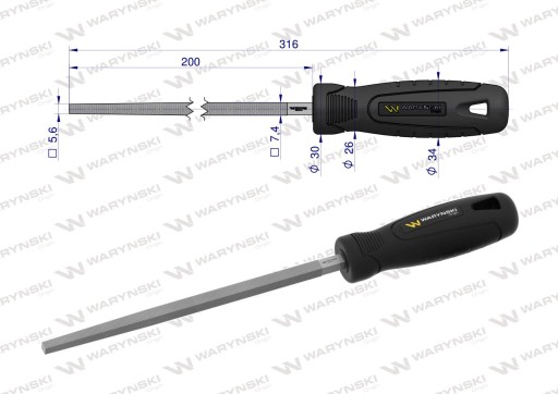 Štvorcový pilník 200 mm WARYŃSKI