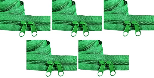 Špirálový zips 5 mm zips ZELENÝ 5 metrov + 10 zipsov