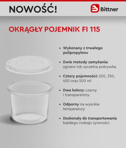 Okrúhle PP plastové nádoby 250ml, priemer 115, 50 ks.