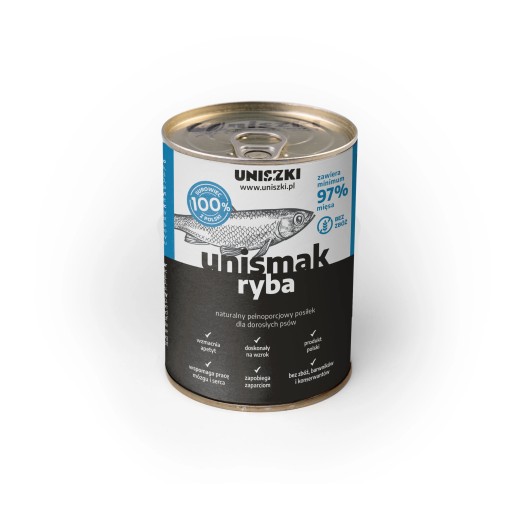 UNIsmak MOKRÉ KRMIVO PRE PSOV rybie konzervy 410g UNISZKI
